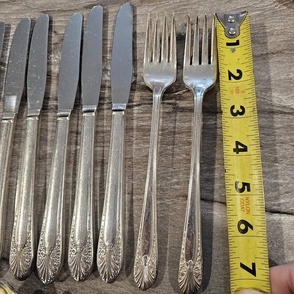 VTG Crown Radiance Silver Plate Flatware  Set 6 Settings Art‎ Deco 23 Pieces